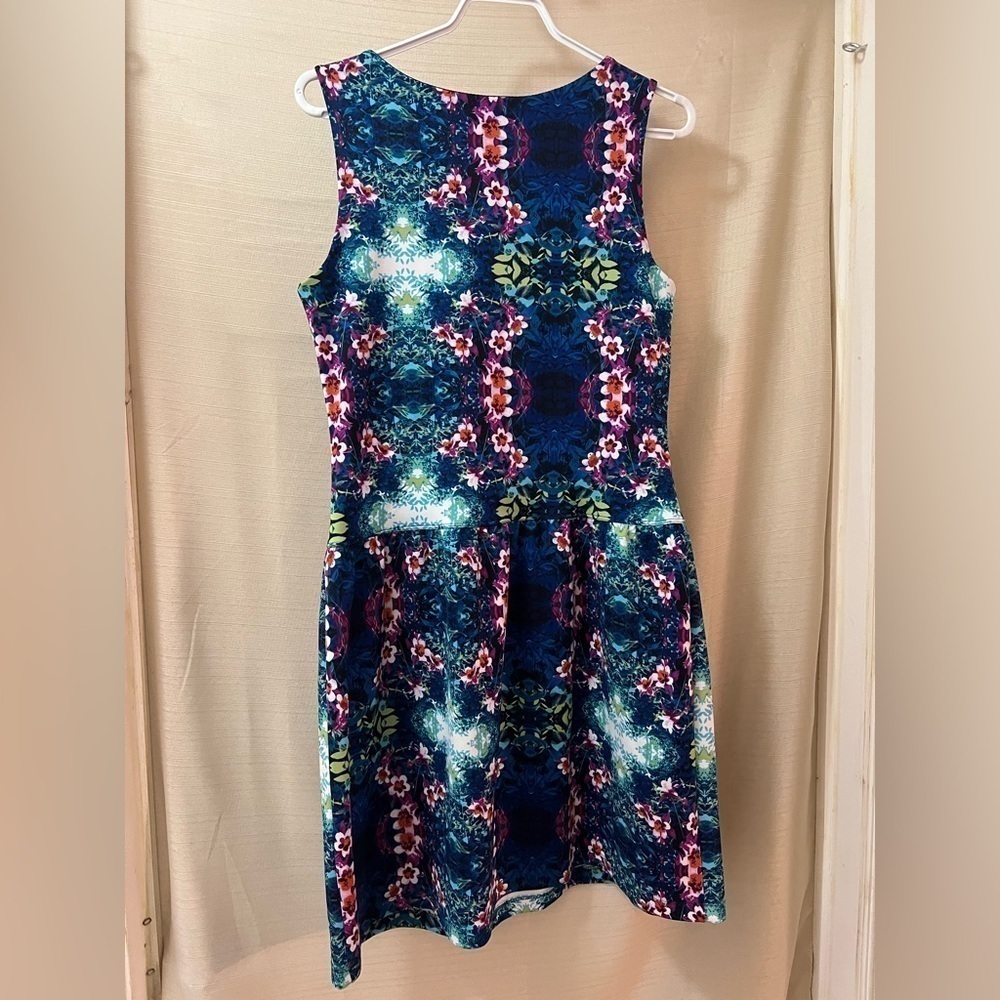 Cynthia Rowley BOGO trippy unique floral design midi dress summer size 10 ⚫️ - Picture 6 of 9